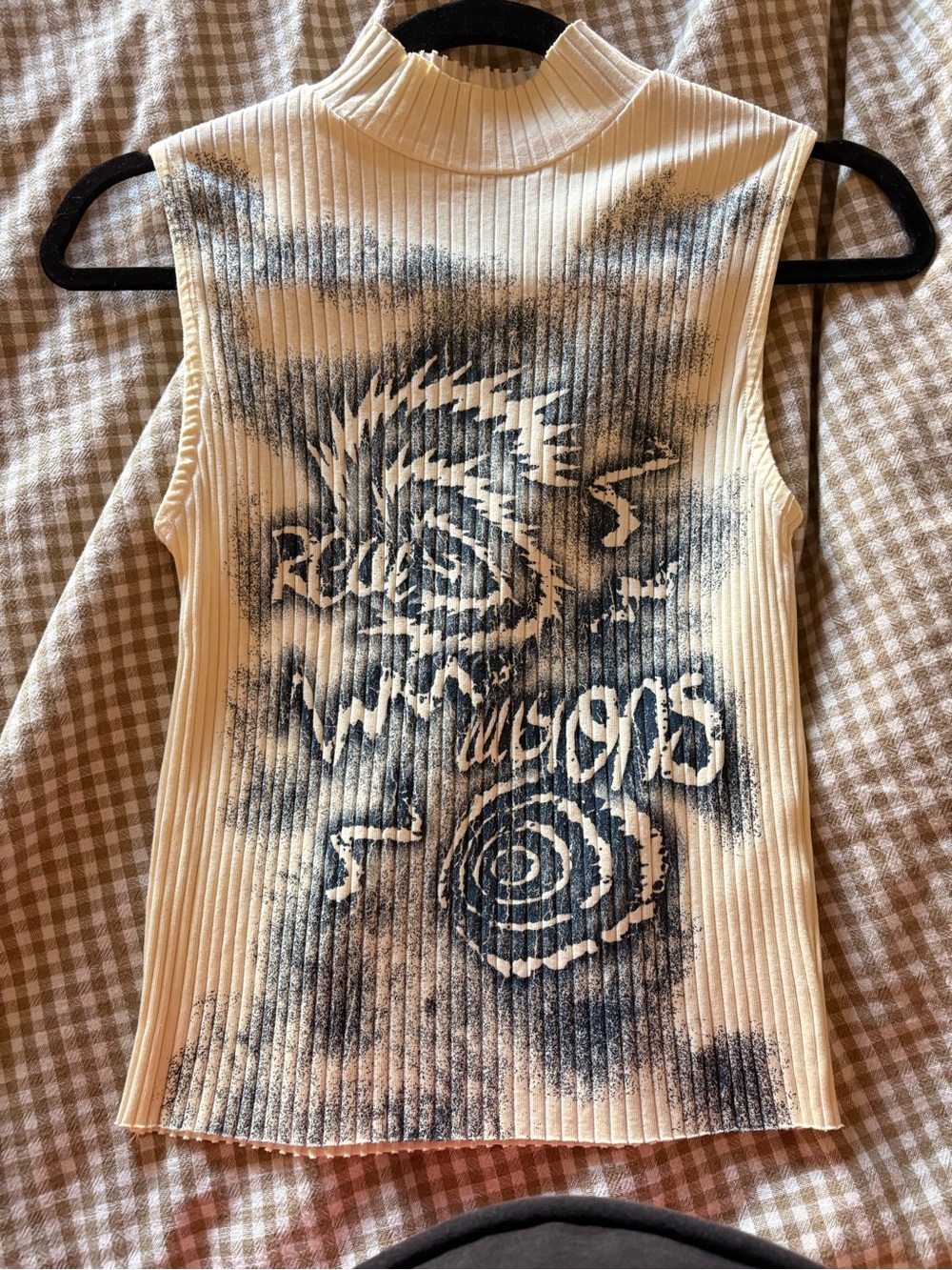 Urban Outfitters Cream Ribbed Mock Neck Tank